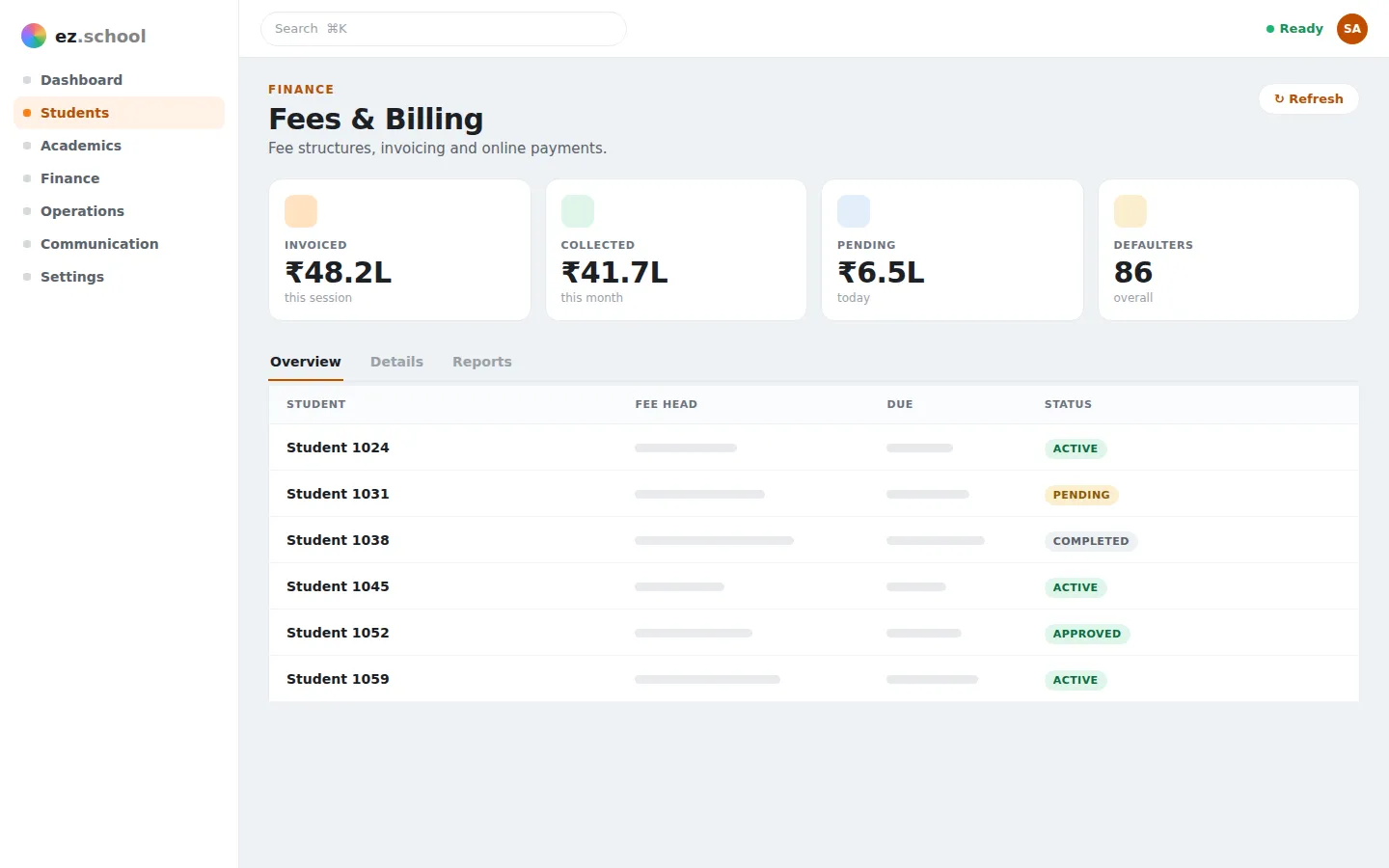 Fees & Billing in ez.school