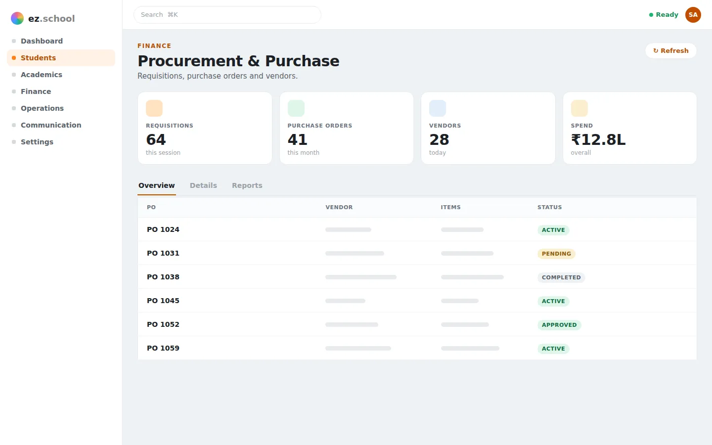 Procurement & Purchase in ez.school
