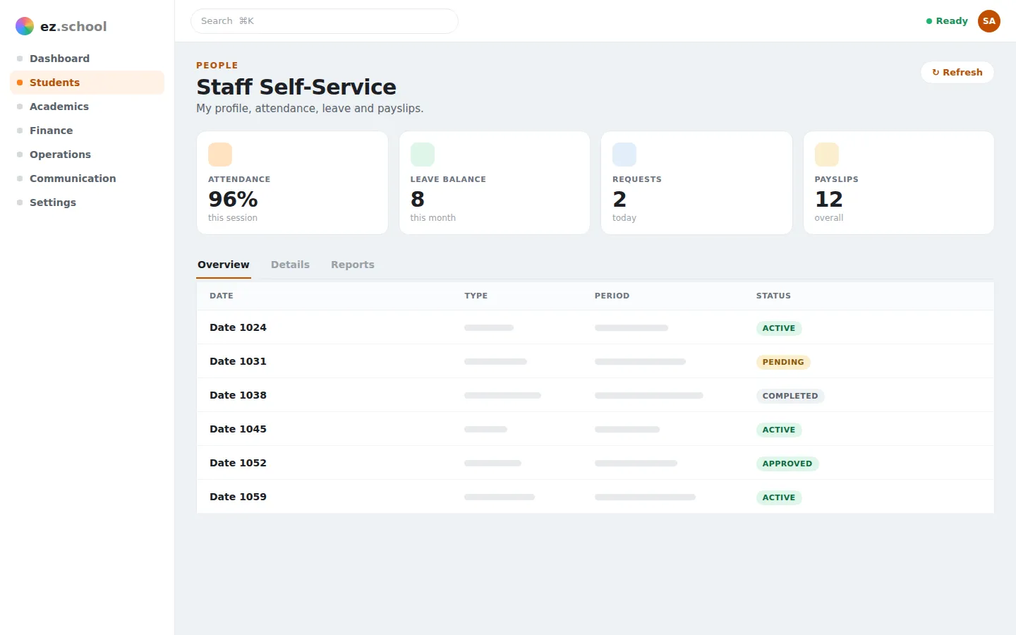 Staff Self-Service in ez.school